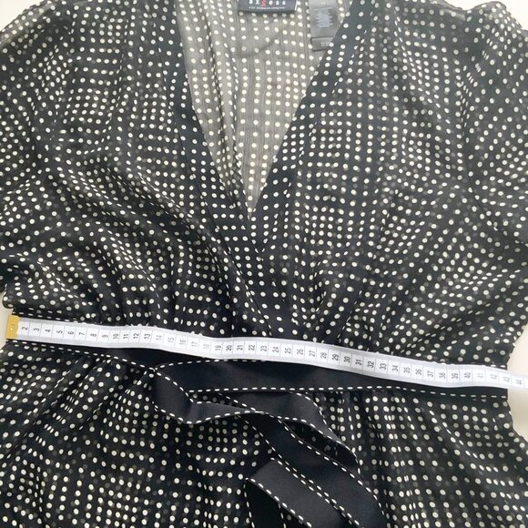 AXCESS Size 14 Semi See Through Black and White Polka Dots Polyester Waisted Top - Picture 7 of 13